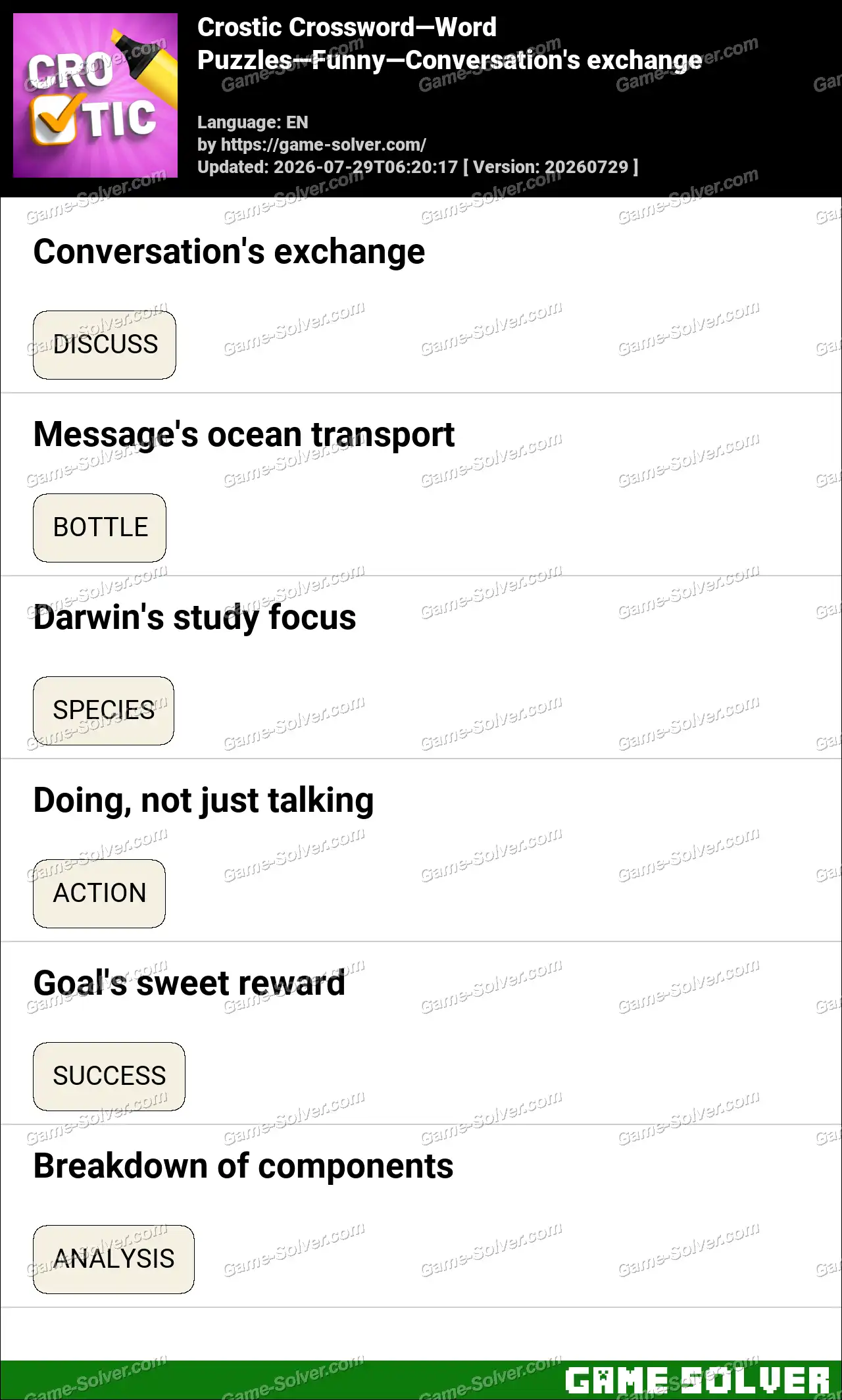 Crostic Crossword-Word Puzzles-Funny-Conversation’s exchange